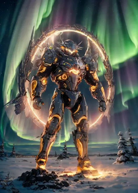 CS-BRYO, A celestial phenomenon, such as the aurora borealis, dancing across the night sky., <lora:BlessedTech:0.6>, medieval,scifi blessedtech