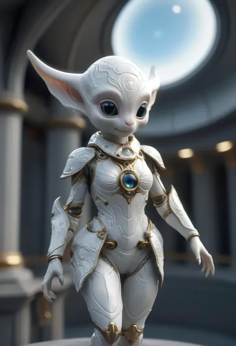 reality-shot, realism, realistic photography of a cute alien lifeform covered with metal, observatory catwalk, intricate details, ultra sharp, guofeng <lora:TQCelestialFantasy:1> celestial Fantasy