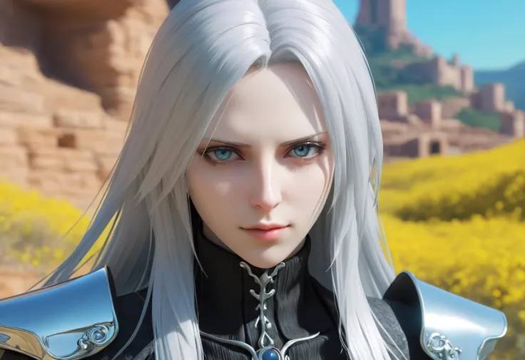 Sephiroth From Final Fantasy VII impressionism by Globulous Blobulous 2345,a portrait of biomechanical undulation, highly detailed vray abstraction, fractal anomalies, photoreal microscopica, scenic photoneural, shadow waifu, cute face
