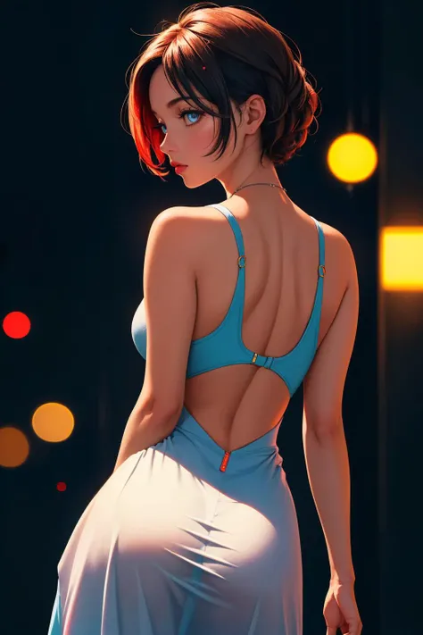 ((((1 solo girl)))), light smile, (((black clothes))), pants, shirt, ((very skinny torso)), ((skinny arms)), small head, ((small breasts)), tiny chest, night, city background, ((cowboy shot)), bottomheavy, thick thighs, massive thighs, hyper thighs, microwaist, Chun li, brown hair, yellow headband, hair bun, double bun,