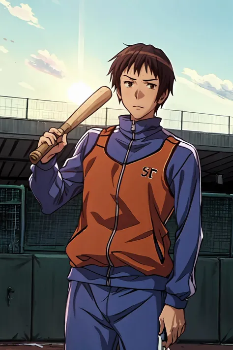 (masterpiece),best quality,<lora:Kyon:0.8>, Kyon, pea jacket,, track suit, close, baseball bat, baseball field, , waiting, beautiful sunlight, sun, looking at the viewer, <lora:Adddetail:0.7>, (long shot:1.5)