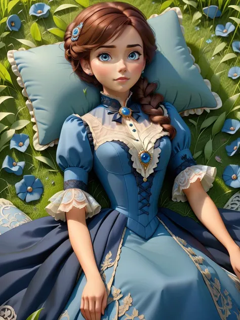 breathtaking woman wearing a blue (victorian dress), <lora:victorian_dress-XL-2.0:1>
lying on grass, pixar, pillow . award-winning, professional, highly detailed