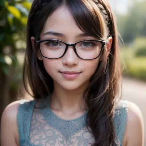 A girl with glasses, smile, pixel art, (intricate details:1.12), hdr, (intricate details, hyperdetailed:1.15), (natural skin texture, hyperrealism, soft light, sharp:1.2)