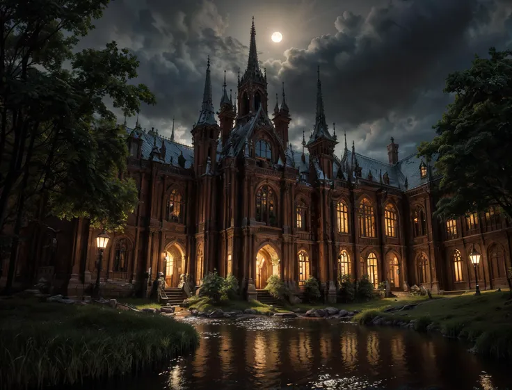 A forbidden castle in the swamp, demonic, night, opressing, dark and moody, (intricate details:1.12), hdr, (intricate details, hyperdetailed:1.15), (hyperrealism, soft light, sharp:1.2), <lora:add_detail:0.5>, <lora:epiNoiseoffset_v2-pynoise:2>,