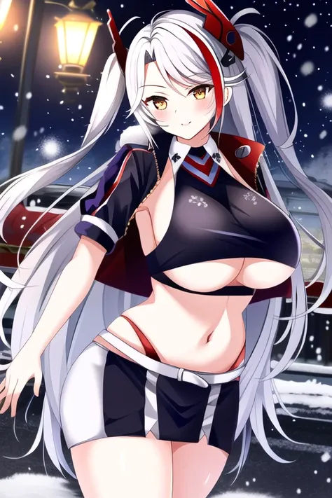 masterpiece, best quality,
prinz eugen\(final lap\)\(azur lane\),1girl, bangs, prinz eugen \(azur lane\), solo , night time ,official alternate costume, underboob, road, outdoor , snow , fur trim, full winter coat, lamppost, open coat, <lora:prinz_eugen_final_lap_AOM2:0.8>