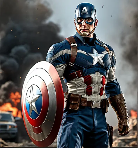 high resolution photograph of a captain america,steve rogers,very detailed, 8k, sharp, fantasy,  poster, unreal engine 5, octane render, UHD, HDR <lora:Add_UHD_Details_&_Text_v1:0.85>