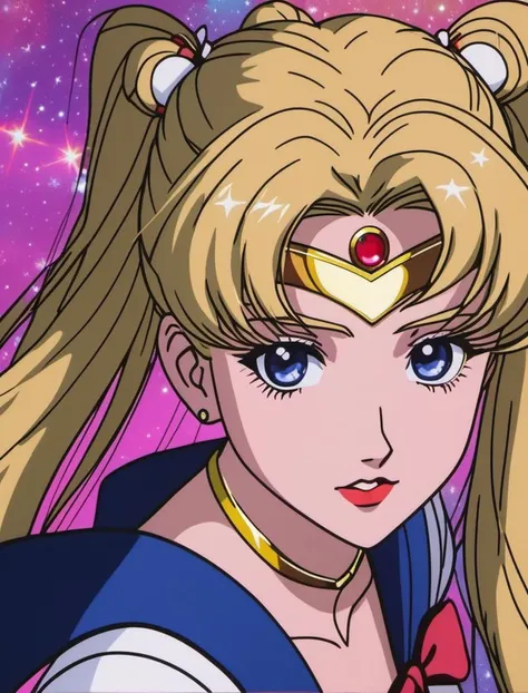 ((Masterpiece)), (Best Quality), (Ultra Detailed), ((Very Detailed)), 4K, (8K), Sailor Moon, Long Blonde Hair, Double Ponytail, Sailor Moon Aesthetics, Dream Core,
