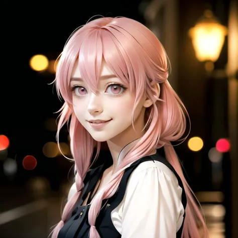 1girl, <lora:YunoGasai:1> (Yuno Gasai, pink hair, pink eyes,) <lora:fix_Details:0.5>