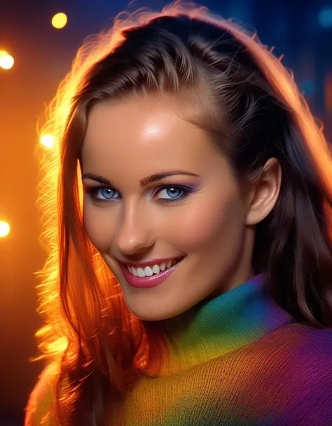 <lora:kyl4c0l3-000014:1>portrait photo of kyl4c0l3 woman, looking directly at the camera snapshot aesthetic, dramatic lighting, color cannon explosion, savage smile, paint on body, rainbow collored sweater,splash, particles, dynamic background,, (masterpiece, best quality, ultra-detailed, best shadow), high contrast, (best illumination), ((cinematic light)), colorful, hyper detail,