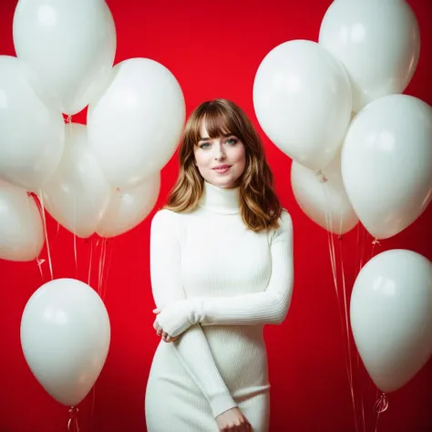 DakLoRA1, fashion portrait photo of beautiful young woman from the 60s wearing a red turtleneck standing in the middle of a ton of white balloons, taken on a hasselblad medium format camera, <lora:more_details:0.7>, <lora:epi_noiseoffset2:0.7>, <lora:DakLoRA1_512-512-000002:1>