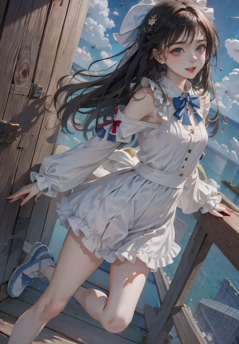 ((masterpiece)),(((bestquality))),((ultra-detailed)),((((fullbody)))),(unhelpless),tear,crying,(((((fallingfromthesky))))),((WeatheringWithYou)),(((fullbody))),(illustration),(1girl),((falling))tear,((facetowardsthesky))(hairflowsupwards)((illustration)),((disheveledhair)),animescreeshot,((frills)),(1girl),bigtopsleeves,floating,beautifuldetailedisky,beautifuldetailedeyes,overexposure,,expressionless,sidebluntbangs,hairsbetweeneyes,ribbons,bowties,buttons,bareshoulders,(((smallbreast))),detailedclothes,blankstare,solo,(8k, best quality, masterpiece:1.2), (realistic, photo-realistic:1.37), ultra-detailed,beautiful detailed sky,night,dating,(nose blush),(smile:1.15),(closed mouth),beautiful detailed eyes, black hair,blue eye,fashi-girl,red lips,makeup,realistic,<lora:fashionGirl_v50:0.5>, <lora:shojovibe_v11:0.4>,PerfectNwsjMajic,<lora:nwsjmajic_11:0.7>