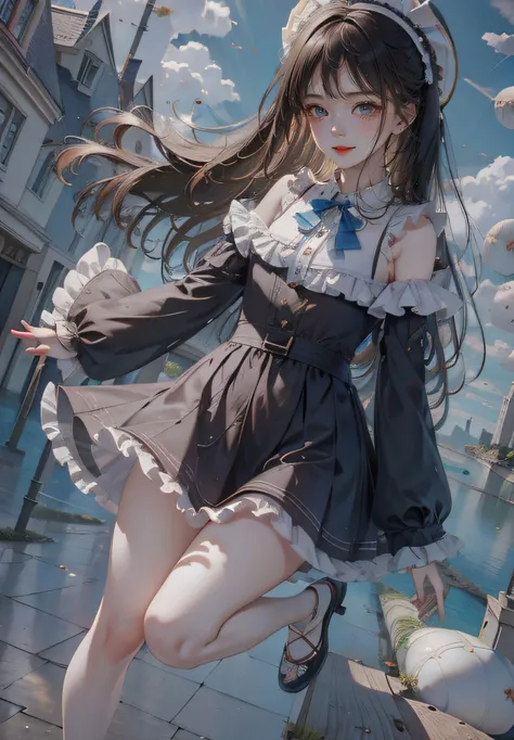 ((masterpiece)),(((bestquality))),((ultra-detailed)),((((fullbody)))),(unhelpless),tear,crying,(((((fallingfromthesky))))),((WeatheringWithYou)),(((fullbody))),(illustration),(1girl),((falling))tear,((facetowardsthesky))(hairflowsupwards)((illustration)),((disheveledhair)),animescreeshot,((frills)),(1girl),bigtopsleeves,floating,beautifuldetailedisky,beautifuldetailedeyes,overexposure,,expressionless,sidebluntbangs,hairsbetweeneyes,ribbons,bowties,buttons,bareshoulders,(((smallbreast))),detailedclothes,blankstare,solo,(8k, best quality, masterpiece:1.2), (realistic, photo-realistic:1.37), ultra-detailed,beautiful detailed sky,night,dating,(nose blush),(smile:1.15),(closed mouth),beautiful detailed eyes, black hair,blue eye,fashi-girl,red lips,makeup,realistic,<lora:fashionGirl_v50:0.5>, <lora:shojovibe_v11:0.4>,PerfectNwsjMajic,<lora:nwsjmajic_11:0.7>