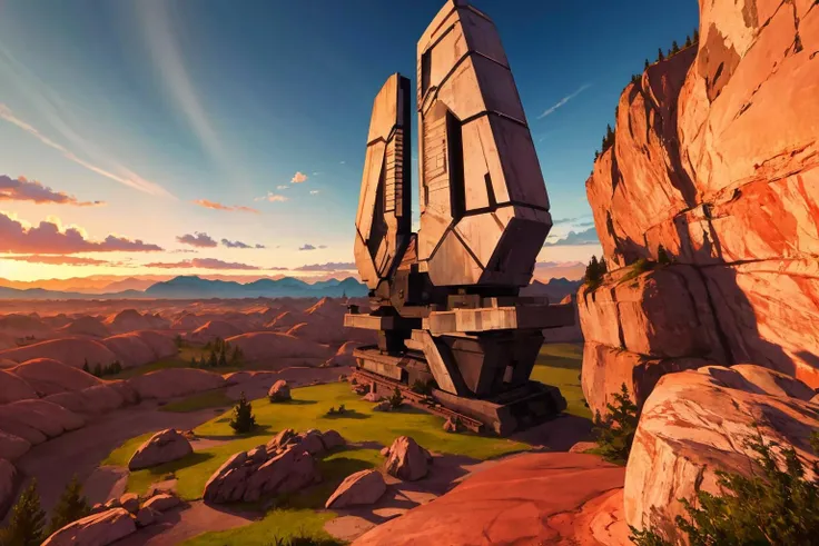 masterpiece, best quality, <lora:beamemitter-halo-richy-v1:1> beamemitter, mountain, badlands, red rock, (uluru:0.6)