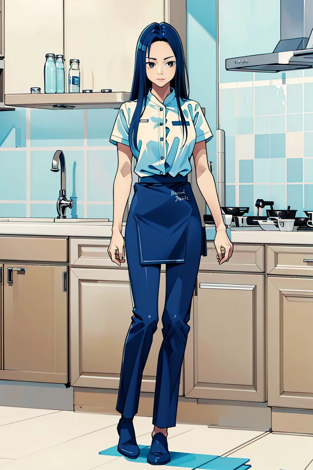 masterpiece, best quality, 1girl, standing, full body, Style-Kitchen
