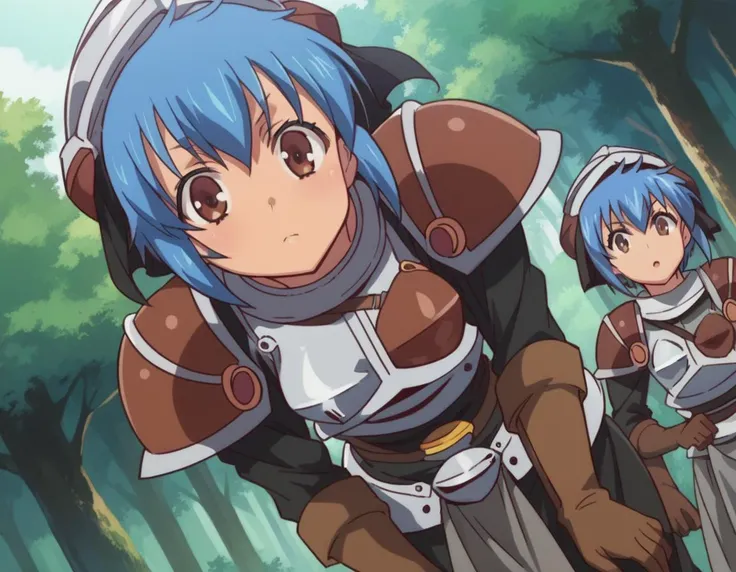 score_9, score_8_up, score_7_up, source_anime,
menadshisei, <lora:menad-shisei-ponyxl-lora-nochekaiser:1>
menad shisei, short hair, brown eyes, blue hair,
gloves, armor, shoulder armor, brown gloves, pauldrons, breastplate,
outdoors, forest, bent over,
looking at viewer, dutch angle, cowboy shot