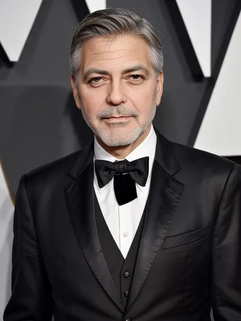 a high quality, (full body, wide angle), professional photo of George Clooney beard, on the red carpet in a tuxedo, , masterpiece, ultra realistic, extreme photo realism, rich colors, deep colors, dark blacks, bright whites, sharp focus, image_sharpener,