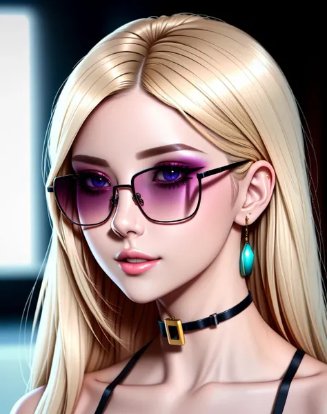 4K, Masterpiece, highres, absurdres,natural volumetric lighting and best shadows, deep depth of field, sharp focus, soft delicate beautiful attractive face,vandread,blonde Nadia with sunglasses and a choker , vandread drawing style, <lora:Dita:0.25> <lora:Nadia:0.35> <lora:zeronis:1>