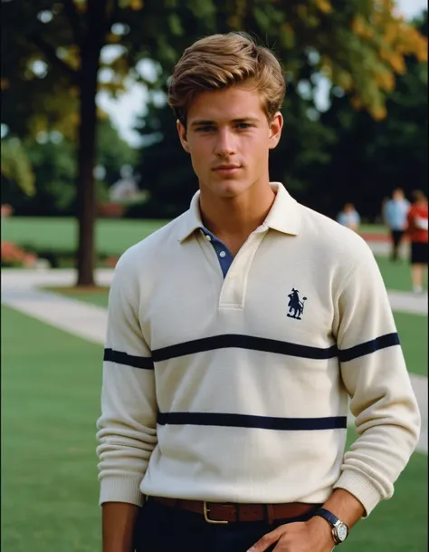 Polo shirt, preppy sweater, college campus, Kodachrome, academic life