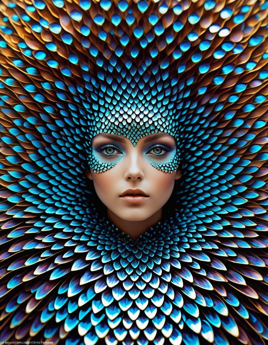 A woman with blue eyes and feathers on her head - SeaArt AI