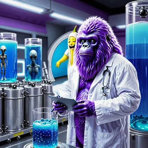 a Human sized anthropomorphic banana with arms and legs and eyes, cartoon face, sleeping inside a cryo-sleep chamber