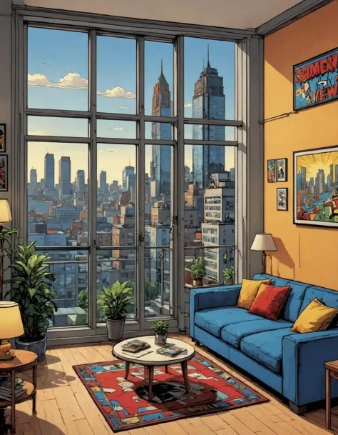 (comic book), Apartment with a view of the city skyline