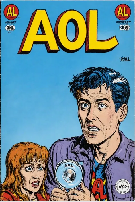 the cover of Vintage comic book with title text "AOL" \n compact disc