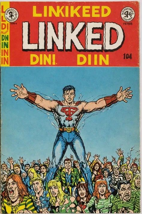 the cover of Vintage comic book with title text "linked din"