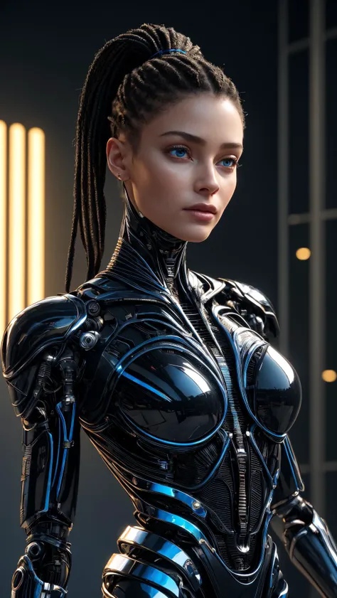 complex 3d render ultra detailed of a beautiful black porcelain profile woman android face, cyborg, robotic parts, 150 mm, beautiful studio soft light, rim light, vibrant details, luxurious cyberpunk, lace, hyperrealistic, anatomical, facial muscles, cable electric wires, microchip, elegant, beautiful background, octane render, H. R. Giger style, 8k, best quality, masterpiece, illustration, an extremely delicate and beautiful, extremely detailed ,CG ,unity ,wallpaper, (realistic, photo-realistic:1.37),Amazing, finely detail, masterpiece,best quality,official art, extremely detailed CG unity 8k wallpaper, absurdres, incredibly absurdres, robot, silver halmet, full body, sitting, (((african, black skin))), ((nubian)), matrix style background, zion