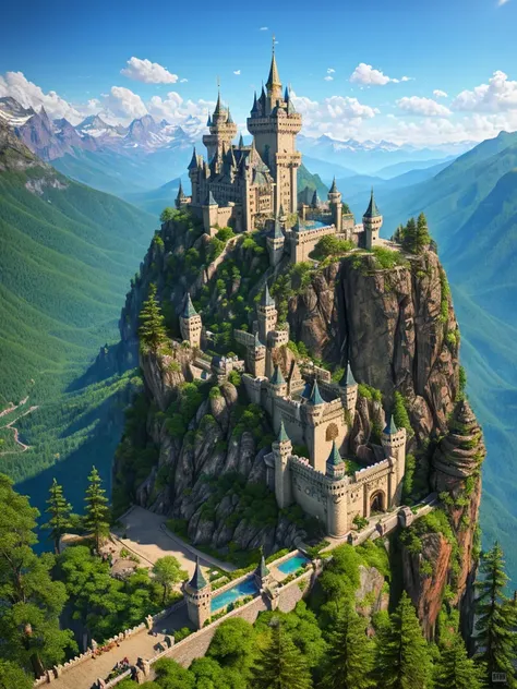 A forbidden castle high up in the mountains, pixel art, (intricate details:1.12), hdr, (intricate details, hyperdetailed:1.15), (natural skin texture, hyperrealism, soft light, sharp:1.2), game art, key visual, surreal