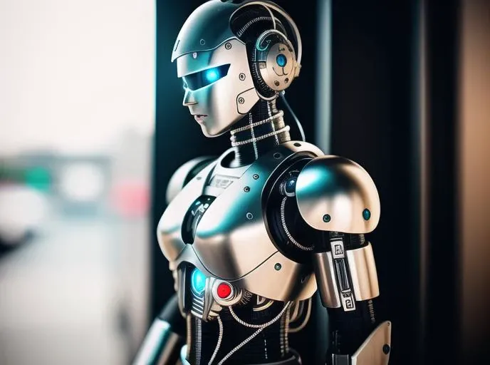 a cute human made out of metal, (cyborg:1.1), ([tail | detailed wire]:1.3), (intricate details), hdr, (intricate details, hyperdetailed:1.2), cinematic shot, vignette, centered