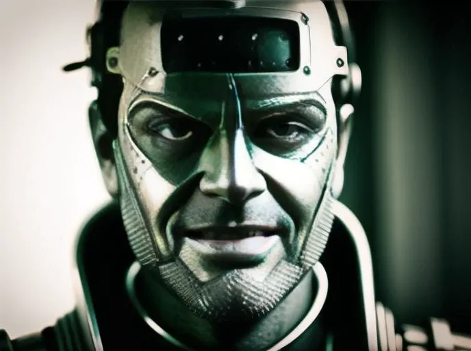 a cute jack nicholson made out of metal, (cyborg:1.1), ([tail | detailed wire]:1.3), (intricate details), hdr, (intricate details, hyperdetailed:1.2), cinematic shot, vignette, centered