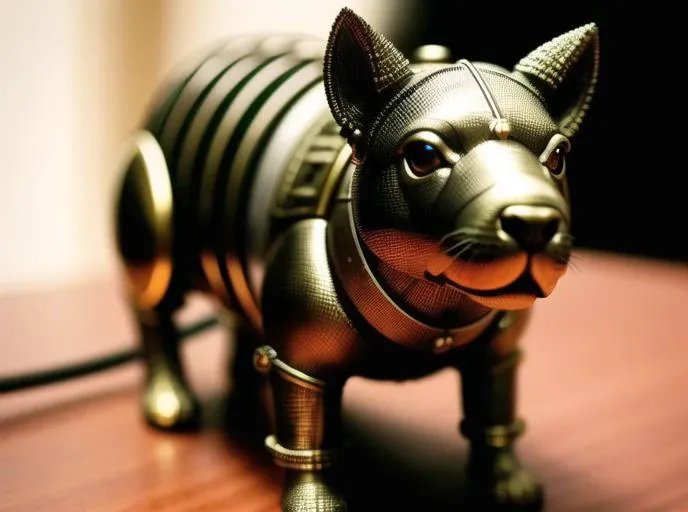 a cute capibara made out of metal, (cyborg:1.1), ([tail | detailed wire]:1.3), (intricate details), hdr, (intricate details, hyperdetailed:1.2), cinematic shot, vignette, centered