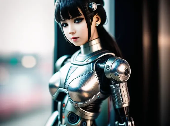 a cute girl made out of metal, (cyborg:1.1), ([tail | detailed wire]:1.3), (intricate details), hdr, (intricate details, hyperdetailed:1.2), cinematic shot, vignette, centered