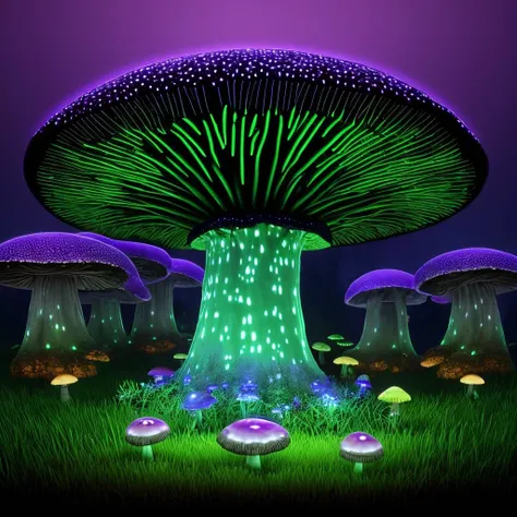 DruidMagicAI, giant bio-luminescence mushroom forest