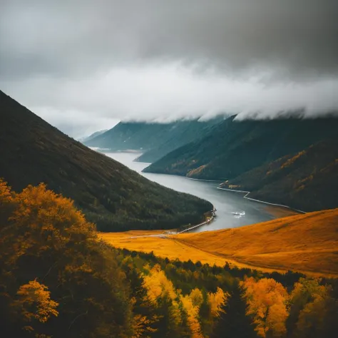 photo of landscape, rainy weather, 8k uhd, high quality, film grain, Fujifilm XT3