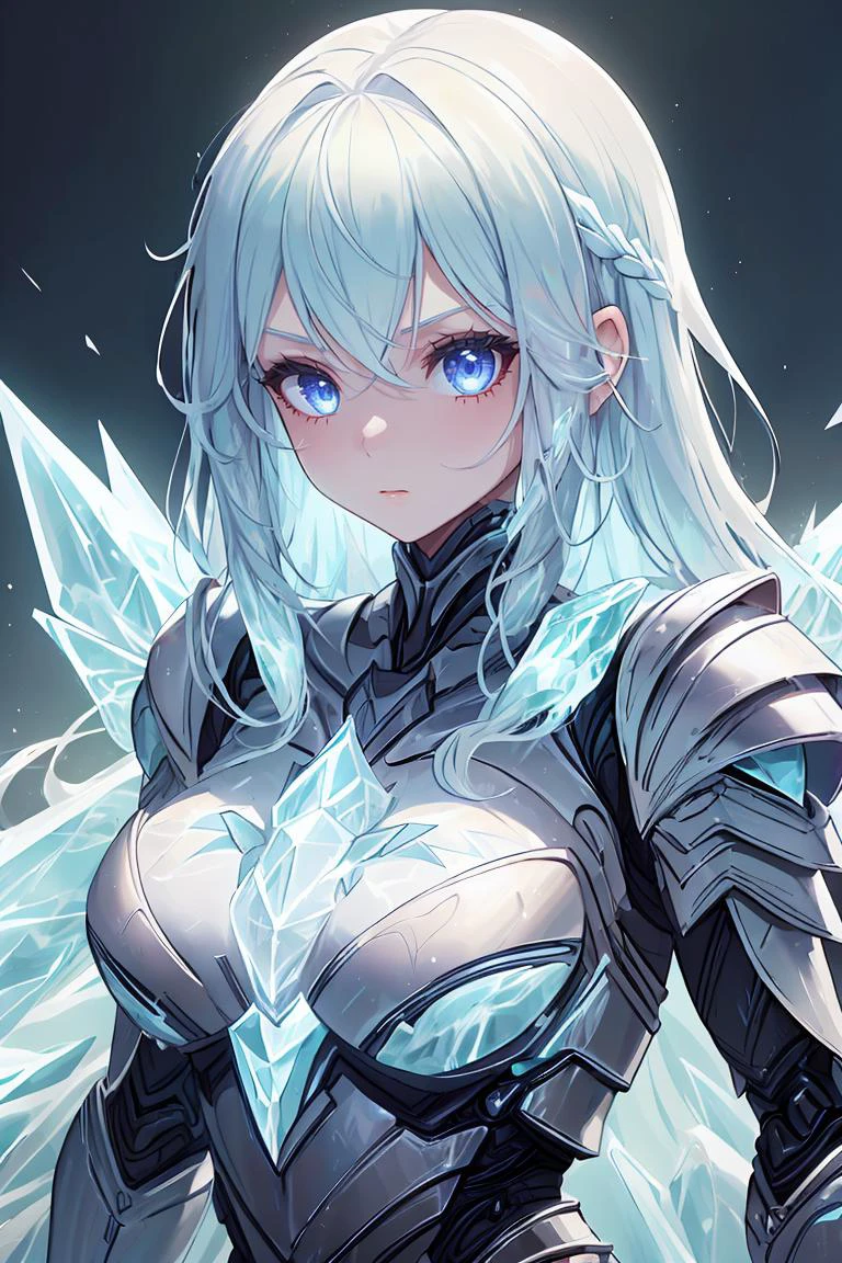 1girl, armored leotard, long hair, beautiful face, symmetrical face, <lora:FrostRaceTech-20:1> frostracetech, cryogenic,