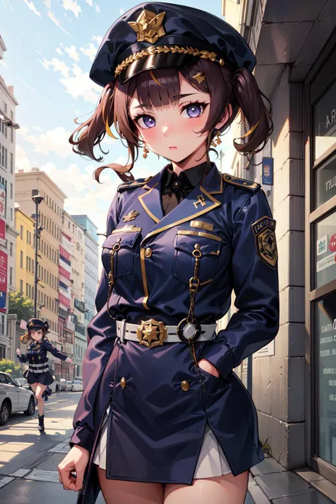 a girl, police uniform <lora:KitsuneAi-AnyaMelfissa-LoCon32V1-000011:0.8>