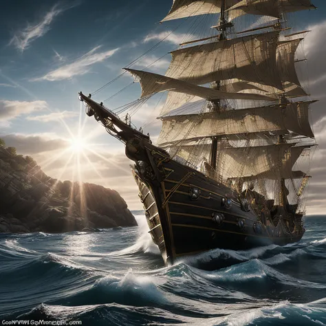 comic book art of photo of pirate ship, Medium close-up, two-handed handjob, Lighting: Dramatic Spotlight, Theatrical, Captivating, expressionless, global illumination, <lora:p1r4t3s_v6:0.85> n3wp1r4t3, , comic art, graphic novel illustration<lora:Walrus_Black_Sails:1.0>