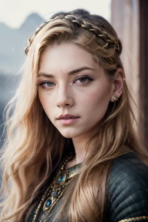 A stunning intricate full color portrait of katherynWin1, wearing a viking woman, epic character composition, by ilya kuvshinov, alessio albi, nina masic, sharp focus, natural lighting, subsurface scattering, f2, 35mm