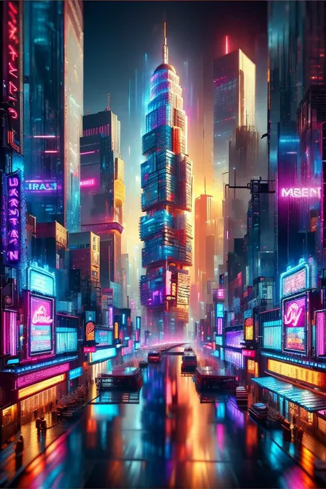 ((masterpiece)),((best quality)),8k,high detailed,ultra-detailed,intricate detail,xs-abstract,scenery,city,neon lights,skyscraper,building,no humans,city lights,cityscape,<lora:XS-impression:1>,