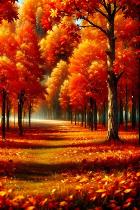 ((masterpiece)),((best quality)),8k,high detailed,ultra-detailed,intricate detail,xs-abstract,scenery, tree, no humans, nature, leaf, autumn, autumn leaves, outdoors, forest<lora:XS-impression:1>,