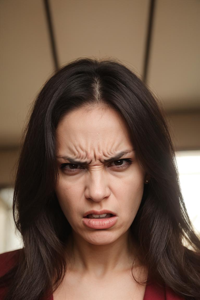 Angsty Look A close up of a woman with a very angry look on her face - SeaArt AI