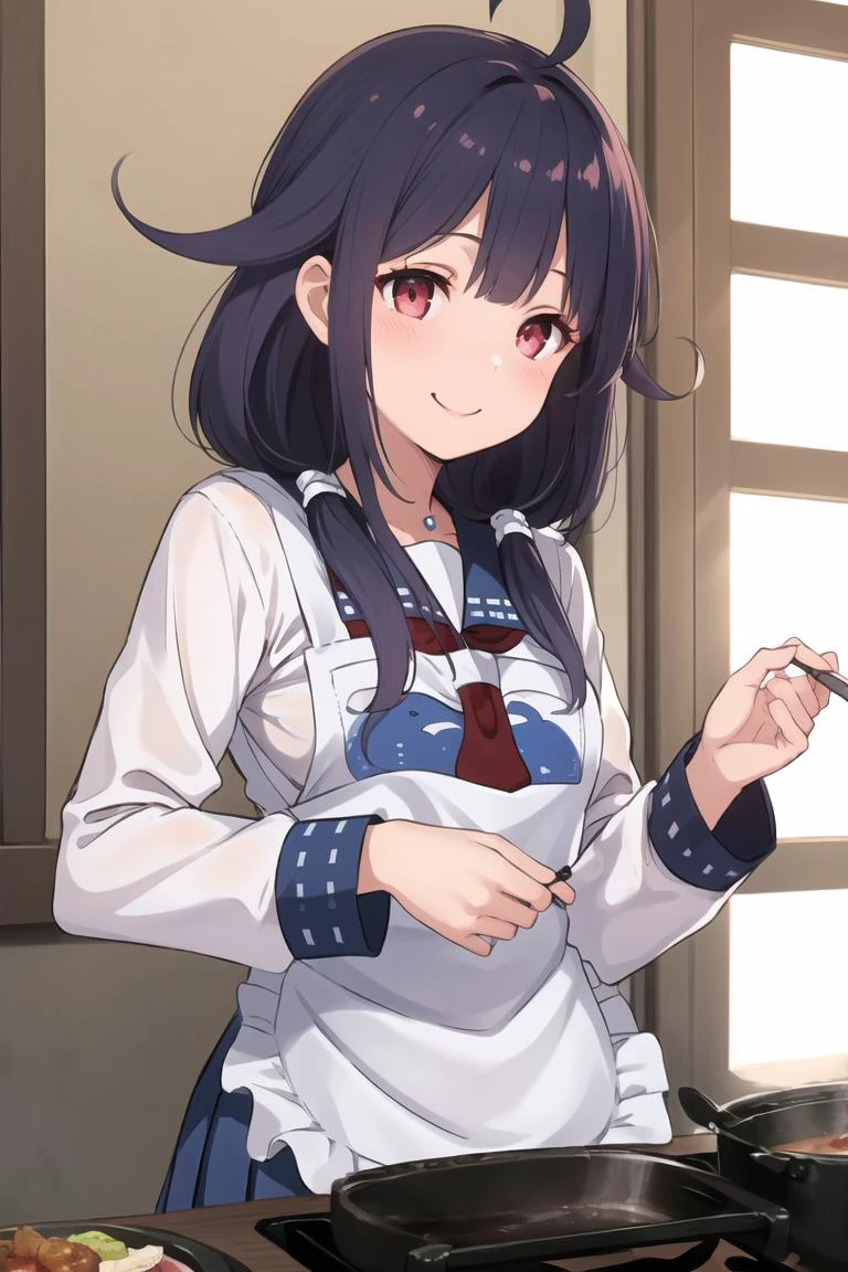 masterpiece, best quality,
1girl, solo,
(cooking),
smile, upper_body,
<lora:Taigei:1>TaigeiKC, (long sleeves) serafuku, (red) neckerchief, (blue) sailor collar, (whale print) white apron, (blue pleated skirt), (black) pantyhose, magatama
<lora:kujo_ichiso_5-NAI-08:0.5>