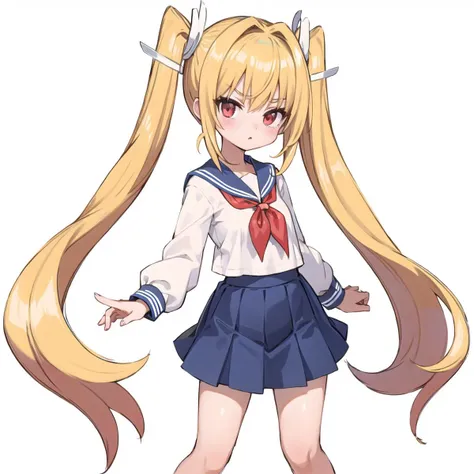 masterpiece, best quality,
1girl, solo, <lora:hiting-vpserena2:0.7>vpserena, shiny, blonde hair, twintails, red eyes
sailor collar, red neckerchief, sailor shirt, white shirt, long sleeves, pleated skirt, blue skirt