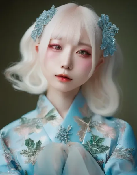 a commercial photo portrait of harajuku fashion model,Azure, the Ethereal Portraits, fashionable 2020's Japanese girl, detailed skin texture, 16yo girl, hyper real photo, , Albinism and Heterochromia by Bella Kotak, girly portrait in studio shoots, Albina Albina, Feminine portrait, bust-up shot, intricate fantasy OOTD, Harajuku Girls' Fashion,
taken by professional studio lighting, 150mm lens, PhaseOne, digital backs, medium format,
, 150mm portrait, photography, photo taken with a Hasselblad H4D, taken with PhaseOne IQ180, IQ160, IQ140, P65+, P45+, "digital back", extremely detailed, Leaf Aptus, perfect skin, detailed skin, hyper reality, perfect face,