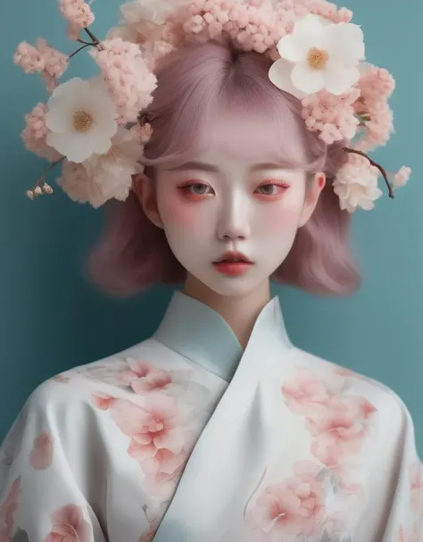 a commercial photo portrait of concept art, by hsiao - ron cheng, bizarre compositions, the Ethereal Portraits, fashionable 2020's Japanese girl, detailed skin texture, 16yo girl, hyper real photo, , Albinism and Heterochromia by Bella Kotak, girly portrait in studio shoots, Albina Albina, Feminine portrait, bust-up shot, intricate fantasy OOTD, Harajuku Girls' Fashion, intricate, ornate, pattern blend of flowers and girl, (cherry print:1.3)
taken by professional studio lighting, 150mm lens, PhaseOne, digital backs, medium format,
, 150mm portrait, photography, photo taken with a Hasselblad H4D, taken with PhaseOne IQ180, IQ160, IQ140, P65+, P45+, "digital back", extremely detailed, Leaf Aptus, perfect skin, detailed skin, hyper reality, perfect face,
