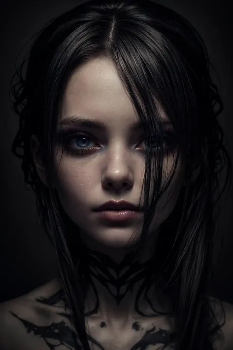 Macabre Beauty, a portrait of beauty in the macabre that combines elements of darkness and beauty, a-beautiful-and-cute-skinny-21yo-female, ultra-detailed-chiseled-face, dark-detailed-eyes, lighting and composition create a hauntingly beautiful image, (best-quality , masterpiece , photo-realistic)1.2 <lora:add_detail:0.5>