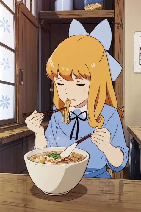 sleep,,solo,1girl,canteen、sit、Eating ramen