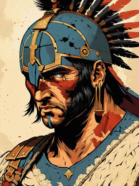 graphical anime portrait of A fierce and battle-worn gladiator, in the heart of an ancient arena:1.4, with scars that tell tales:1.4, holding a weapon of destruction:1.4, a determined expression:1.4, and a longing for freedom:1.4. , <lora:Fusion_Graphic_SDXL:1>