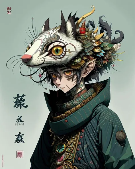 graphical anime portrait of A whimsical, talking animal companion, with anthropomorphic features:1.3, in a fantastical forest setting:1.3, with expressive eyes:1.3, a jovial disposition:1.3, and unwavering loyalty:1.3. , <lora:Fusion_Graphic_SD15:1>